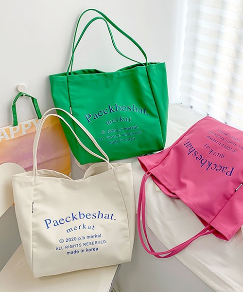 florist（フローリスト）の「【大容量】ビビッドカラー×キャンバスカジュアルトートバッグ（トートバッグ・レディース・グリーン/オレンジ/オフホワイト/ベージュ/ピンク・FREE）」の10枚目の写真