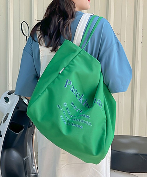 florist（フローリスト）の「【大容量】ビビッドカラー×キャンバスカジュアルトートバッグ（トートバッグ・レディース・グリーン/オレンジ/オフホワイト/ベージュ/ピンク・FREE）」の14枚目の写真