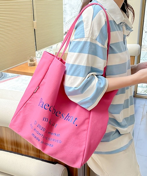 florist（フローリスト）の「【大容量】ビビッドカラー×キャンバスカジュアルトートバッグ（トートバッグ・レディース・グリーン/オレンジ/オフホワイト/ベージュ/ピンク・FREE）」の8枚目の写真