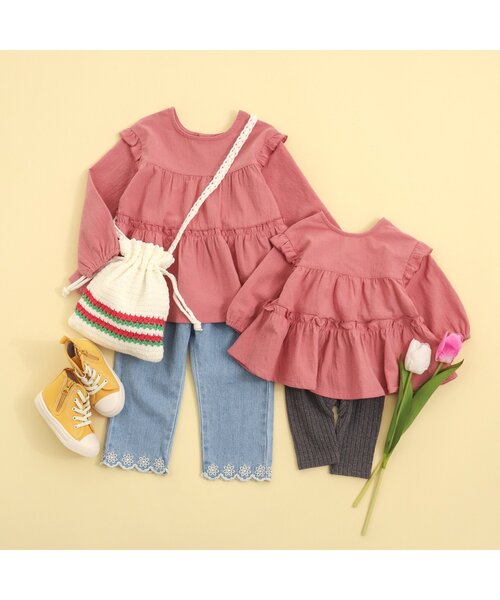 BREEZE（ブリーズ）の「ティアードチュニック（チュニック・キッズ・ブラック/レッド・110/130/120/100/140/90）」の8枚目の写真