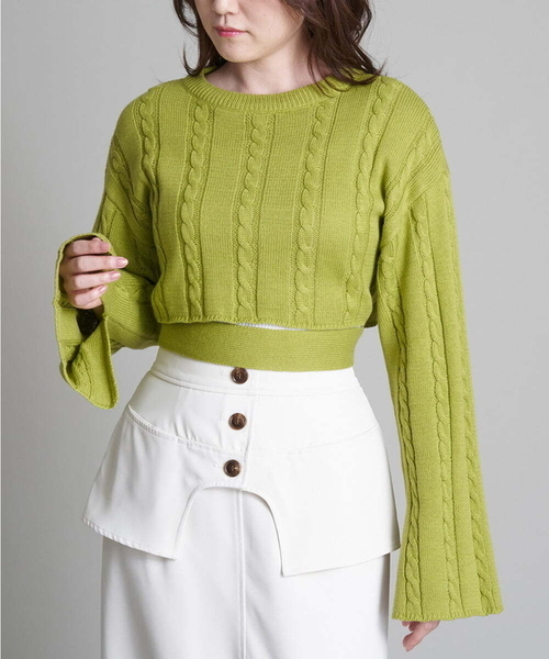 A de a.v.v（アードアー・ヴェ・ヴェ）の「2WAYスリーブスリットニット（ニット/セーター・レディース・ピンク/グリーン/ブラック・38/36）」の3枚目の写真