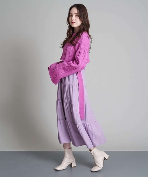 A de a.v.v（アードアー・ヴェ・ヴェ）の「2WAYスリーブスリットニット（ニット/セーター・レディース・ピンク/グリーン/ブラック・38/36）」の5枚目の写真