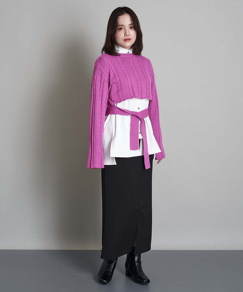 A de a.v.v（アードアー・ヴェ・ヴェ）の「2WAYスリーブスリットニット（ニット/セーター・レディース・ピンク/グリーン/ブラック・38/36）」の8枚目の写真