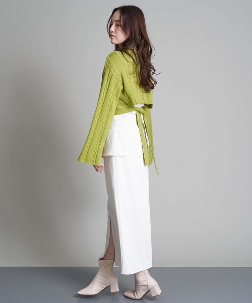 A de a.v.v（アードアー・ヴェ・ヴェ）の「2WAYスリーブスリットニット（ニット/セーター・レディース・ピンク/グリーン/ブラック・38/36）」の12枚目の写真