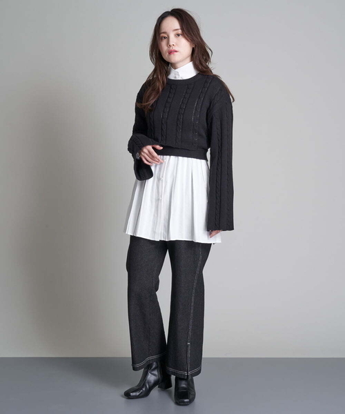 A de a.v.v（アードアー・ヴェ・ヴェ）の「2WAYスリーブスリットニット（ニット/セーター・レディース・ピンク/グリーン/ブラック・38/36）」の15枚目の写真