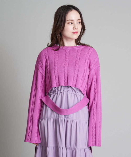 A de a.v.v（アードアー・ヴェ・ヴェ）の「2WAYスリーブスリットニット（ニット/セーター・レディース・ピンク/グリーン/ブラック・38/36）」の16枚目の写真