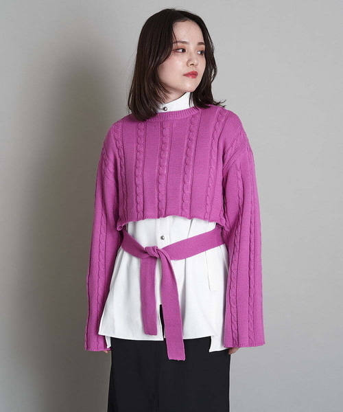 A de a.v.v（アードアー・ヴェ・ヴェ）の「2WAYスリーブスリットニット（ニット/セーター・レディース・ピンク/グリーン/ブラック・38/36）」の17枚目の写真