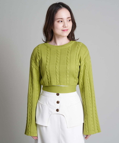 A de a.v.v（アードアー・ヴェ・ヴェ）の「2WAYスリーブスリットニット（ニット/セーター・レディース・ピンク/グリーン/ブラック・38/36）」の20枚目の写真