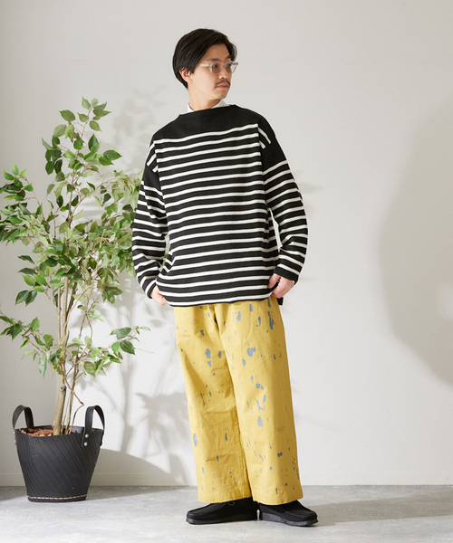 417 EDIFICE（フォーワンセブンエディフィス）の「コットンライクポリボーダーニット（ニット/セーター・メンズ・ブラック/ホワイト/グリーン/ラベンダー・MEDIUM/LARGE）」の5枚目の写真