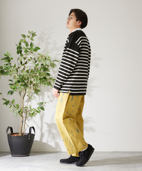 417 EDIFICE（フォーワンセブンエディフィス）の「コットンライクポリボーダーニット（ニット/セーター・メンズ・ブラック/ホワイト/グリーン/ラベンダー・MEDIUM/LARGE）」の6枚目の写真