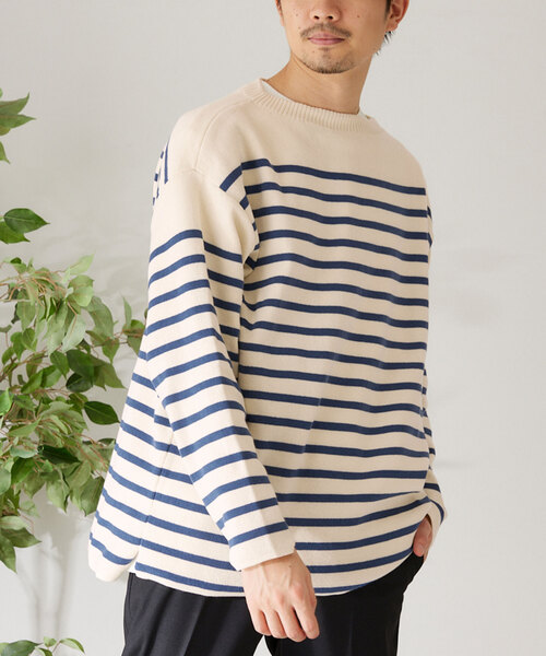 417 EDIFICE（フォーワンセブンエディフィス）の「コットンライクポリボーダーニット（ニット/セーター・メンズ・ブラック/ホワイト/グリーン/ラベンダー・MEDIUM/LARGE）」の15枚目の写真