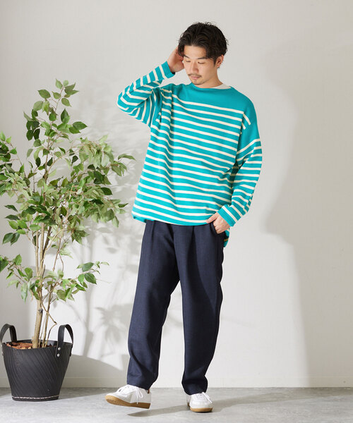 417 EDIFICE（フォーワンセブンエディフィス）の「コットンライクポリボーダーニット（ニット/セーター・メンズ・ブラック/ホワイト/グリーン/ラベンダー・MEDIUM/LARGE）」の18枚目の写真