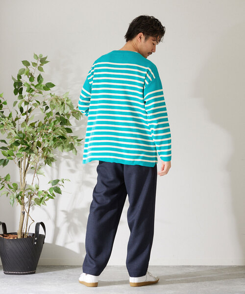 417 EDIFICE（フォーワンセブンエディフィス）の「コットンライクポリボーダーニット（ニット/セーター・メンズ・ブラック/ホワイト/グリーン/ラベンダー・MEDIUM/LARGE）」の20枚目の写真