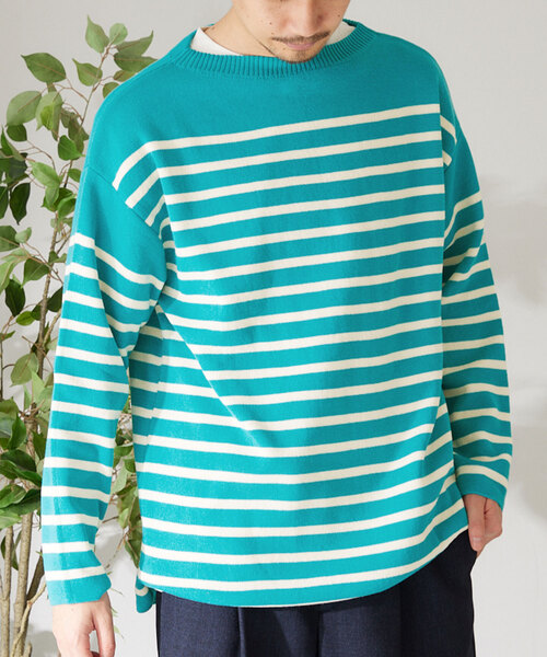 417 EDIFICE（フォーワンセブンエディフィス）の「コットンライクポリボーダーニット（ニット/セーター・メンズ・ブラック/ホワイト/グリーン/ラベンダー・MEDIUM/LARGE）」の21枚目の写真