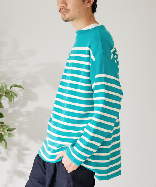 417 EDIFICE（フォーワンセブンエディフィス）の「コットンライクポリボーダーニット（ニット/セーター・メンズ・ブラック/ホワイト/グリーン/ラベンダー・MEDIUM/LARGE）」の22枚目の写真