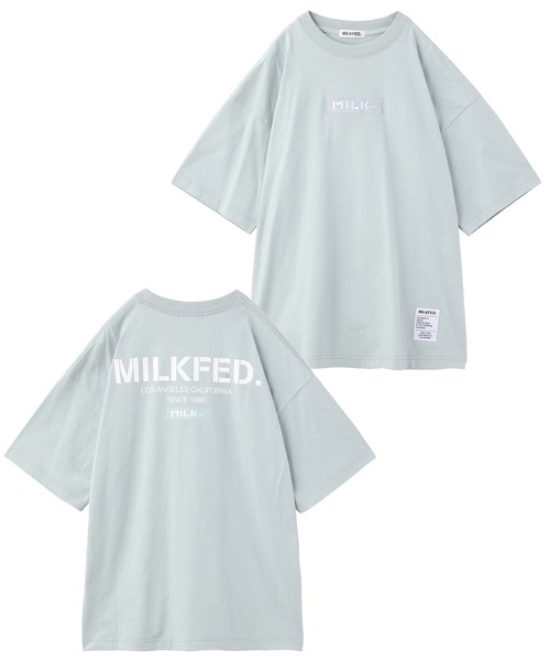 MILKFED.(ミルクフェド)の「BAR AND STENCIL LOGO WIDE S/S TEE(Tシャツ/カットソー・レディース・ホワイト/マルチ/オフホワイト/ブラック/レッド/パープル/ライトピンク/オレンジ/ライトブルー・ONE SIZE)」の5枚目の写真