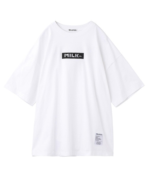 MILKFED.(ミルクフェド)の「BAR AND STENCIL LOGO WIDE S/S TEE(Tシャツ/カットソー・レディース・ホワイト/マルチ/オフホワイト/ブラック/レッド/パープル/ライトピンク/オレンジ/ライトブルー・ONE SIZE)」の19枚目の写真