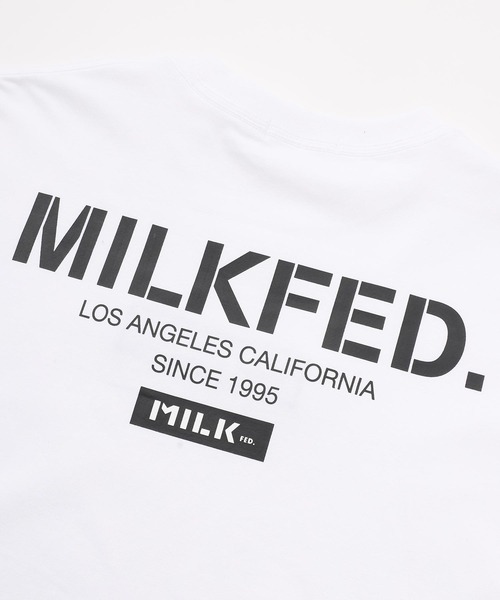MILKFED.(ミルクフェド)の「BAR AND STENCIL LOGO WIDE S/S TEE(Tシャツ/カットソー・レディース・ホワイト/マルチ/オフホワイト/ブラック/レッド/パープル/ライトピンク/オレンジ/ライトブルー・ONE SIZE)」の17枚目の写真