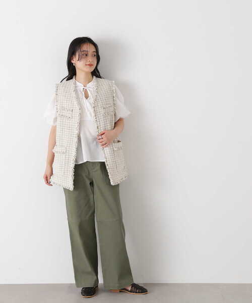 N.（N. Natural Beauty Basic）（エヌエヌナチュラルビューティーベーシック）の「◆コットンシャーリングリボンブラウス（シャツ/ブラウス・レディース・オフホワイト/ピンク/ブラック・MEDIUM）」の20枚目の写真