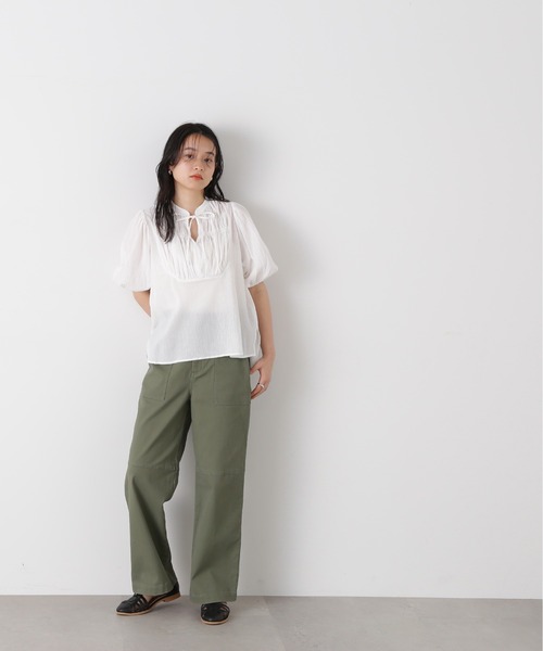 N.（N. Natural Beauty Basic）（エヌエヌナチュラルビューティーベーシック）の「◆コットンシャーリングリボンブラウス（シャツ/ブラウス・レディース・オフホワイト/ピンク/ブラック・MEDIUM）」の13枚目の写真