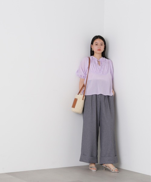 N.（N. Natural Beauty Basic）（エヌエヌナチュラルビューティーベーシック）の「◆コットンシャーリングリボンブラウス（シャツ/ブラウス・レディース・オフホワイト/ピンク/ブラック・MEDIUM）」の7枚目の写真