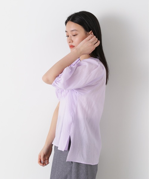 N.（N. Natural Beauty Basic）（エヌエヌナチュラルビューティーベーシック）の「◆コットンシャーリングリボンブラウス（シャツ/ブラウス・レディース・オフホワイト/ピンク/ブラック・MEDIUM）」の14枚目の写真