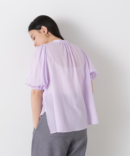 N.（N. Natural Beauty Basic）（エヌエヌナチュラルビューティーベーシック）の「◆コットンシャーリングリボンブラウス（シャツ/ブラウス・レディース・オフホワイト/ピンク/ブラック・MEDIUM）」の5枚目の写真