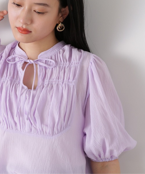 N.（N. Natural Beauty Basic）（エヌエヌナチュラルビューティーベーシック）の「◆コットンシャーリングリボンブラウス（シャツ/ブラウス・レディース・オフホワイト/ピンク/ブラック・MEDIUM）」の12枚目の写真