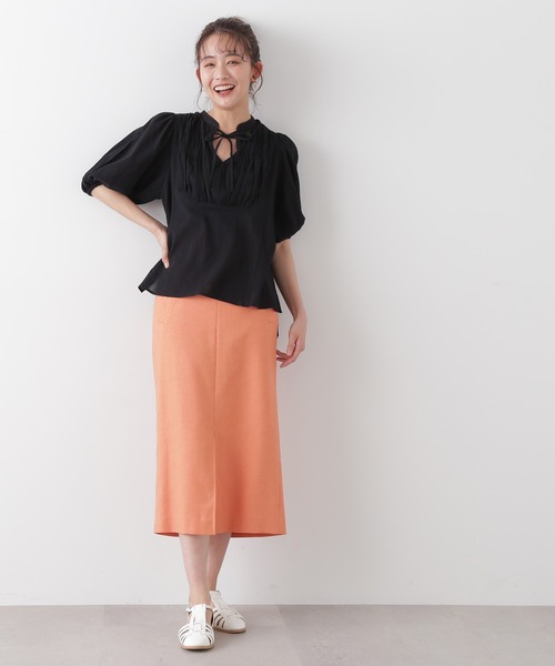 N.（N. Natural Beauty Basic）（エヌエヌナチュラルビューティーベーシック）の「◆コットンシャーリングリボンブラウス（シャツ/ブラウス・レディース・オフホワイト/ピンク/ブラック・MEDIUM）」の17枚目の写真