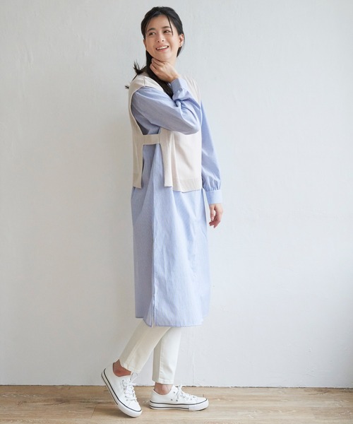 ikka（イッカ）の「【2点セット】ニットベストシャツワンピセット（ワンピース・レディース・グレー/ベージュ/ブラック・S/M/L）」の10枚目の写真