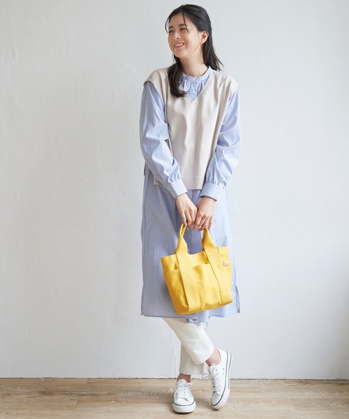 ikka（イッカ）の「【2点セット】ニットベストシャツワンピセット（ワンピース・レディース・グレー/ベージュ/ブラック・S/M/L）」の11枚目の写真