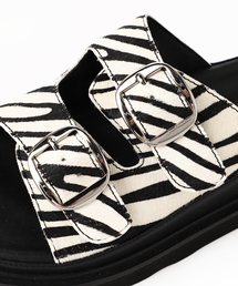 定価16940円■新品未使用　モヒ　ゼブラ柄　ハラコ　ミュール　mohi　37 定価16940円□新品未使用 モヒ ゼブラ柄 ハラコ ミュール mohi