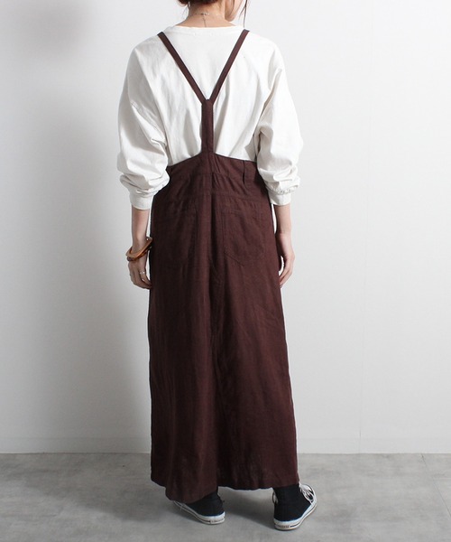Fizz（フィズ）の「【Fizz/フィズ】　リネンレーヨンマキシ丈サロペットスカート（サロペット/オーバーオール・レディース・ベージュ/ネイビー/ブラウン・M）」の13枚目の写真