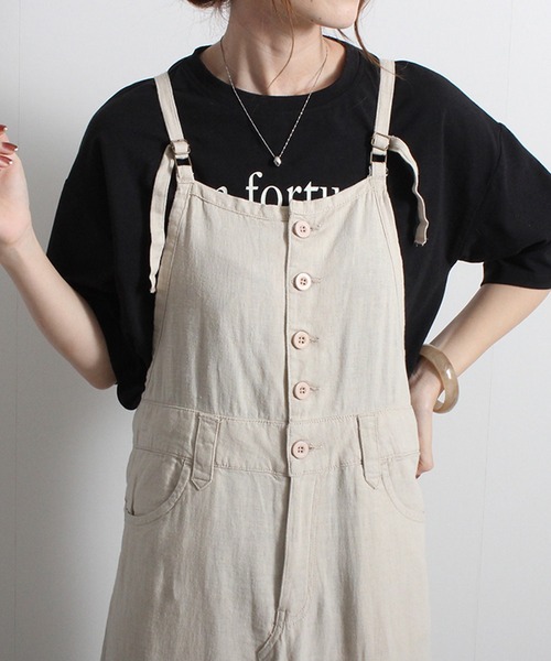 Fizz（フィズ）の「【Fizz/フィズ】　リネンレーヨンマキシ丈サロペットスカート（サロペット/オーバーオール・レディース・ベージュ/ネイビー/ブラウン・M）」の12枚目の写真