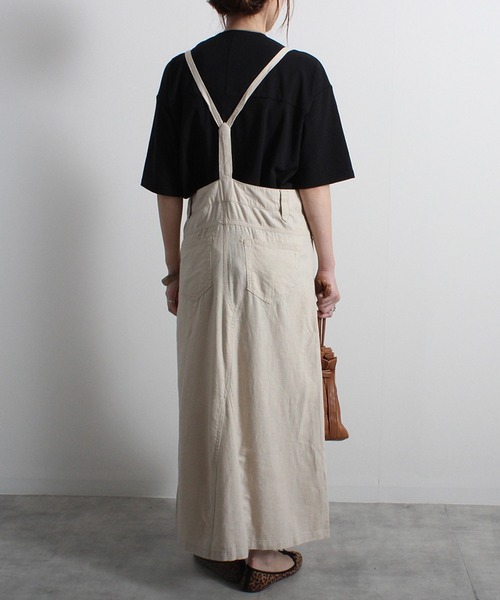 Fizz（フィズ）の「【Fizz/フィズ】　リネンレーヨンマキシ丈サロペットスカート（サロペット/オーバーオール・レディース・ベージュ/ネイビー/ブラウン・M）」の7枚目の写真