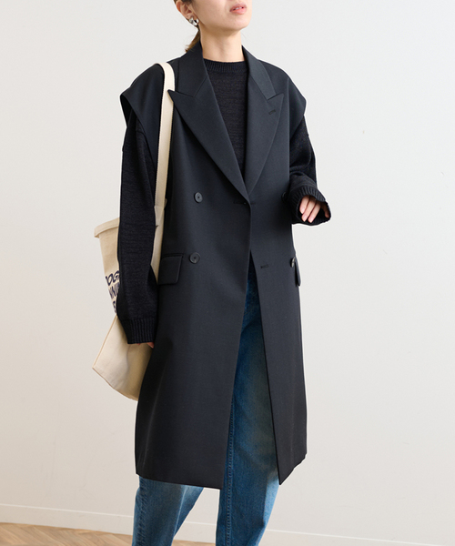 ブラックロングベスト セール】【LOEFF/ロエフ】ロングベスト（ベスト）｜FRAMeWORK