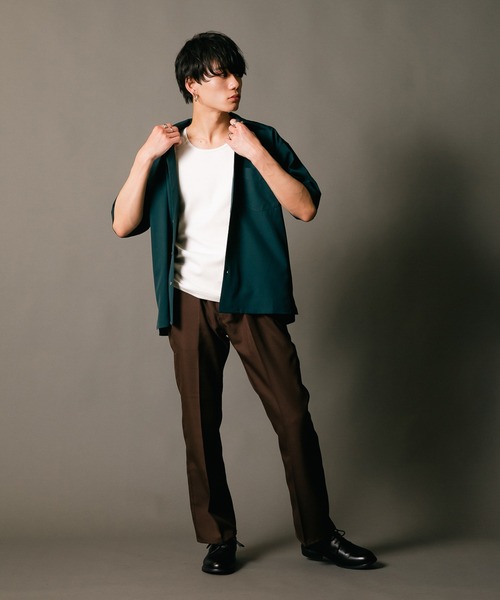 Blue Standard (ブルースタンダード)の「【BLUE STANDARD/ブルースタンダード】消臭 吸水速乾 接触冷感 UVカット ドライ ストレッチ オープンカラー 開襟 シャツ(シャツ/ブラウス・メンズ・カーキ/ベージュ/ブラック/ネイビー/グリーン・LARGE/X-LARGE/MEDIUM)」の17枚目の写真
