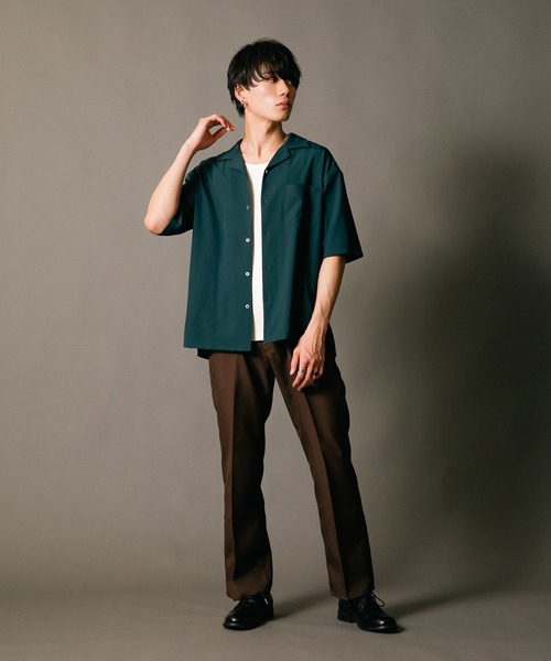 Blue Standard (ブルースタンダード)の「【BLUE STANDARD/ブルースタンダード】消臭 吸水速乾 接触冷感 UVカット ドライ ストレッチ オープンカラー 開襟 シャツ(シャツ/ブラウス・メンズ・カーキ/ベージュ/ブラック/ネイビー/グリーン・LARGE/X-LARGE/MEDIUM)」の19枚目の写真