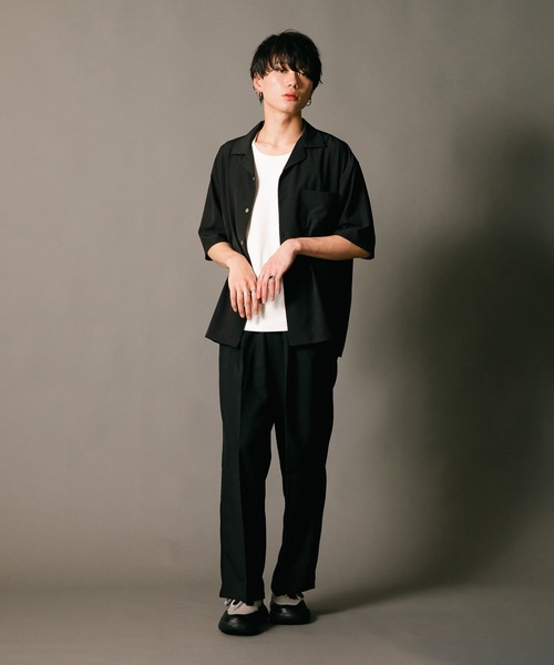 Blue Standard (ブルースタンダード)の「【BLUE STANDARD/ブルースタンダード】消臭 吸水速乾 接触冷感 UVカット ドライ ストレッチ オープンカラー 開襟 シャツ(シャツ/ブラウス・メンズ・カーキ/ベージュ/ブラック/ネイビー/グリーン・LARGE/X-LARGE/MEDIUM)」の9枚目の写真