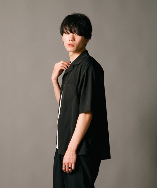 Blue Standard (ブルースタンダード)の「【BLUE STANDARD/ブルースタンダード】消臭 吸水速乾 接触冷感 UVカット ドライ ストレッチ オープンカラー 開襟 シャツ(シャツ/ブラウス・メンズ・カーキ/ベージュ/ブラック/ネイビー/グリーン・LARGE/X-LARGE/MEDIUM)」の12枚目の写真