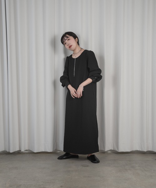 lawgy（ラウジー）の「back open gather op（ワンピース・レディース・ホワイト/ブラック・FREE）」の2枚目の写真