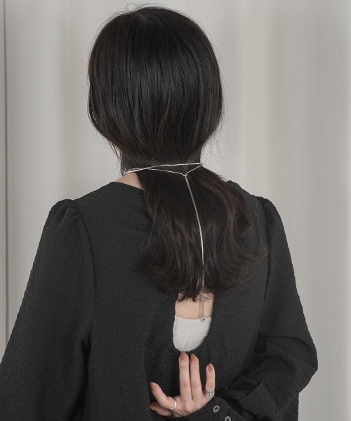 lawgy（ラウジー）の「back open gather op（ワンピース・レディース・ホワイト/ブラック・FREE）」の5枚目の写真