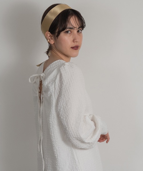 lawgy（ラウジー）の「back open gather op（ワンピース・レディース・ホワイト/ブラック・FREE）」の17枚目の写真