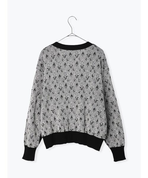 TSUHARU by Samansa Mos2（ツハルバイサマンサモスモス）の「ジャカード花柄配色カーディガン（カーディガン/ボレロ・レディース・ブラック/ベージュ・ﾌﾘ-）」の4枚目の写真