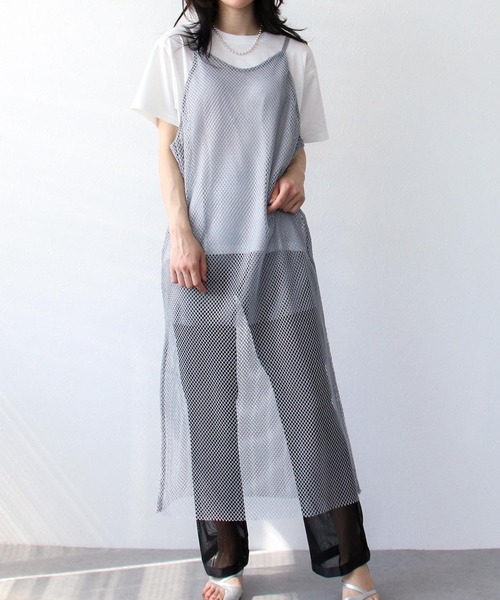 Three Four Time（ｽﾘｰﾌｫｰﾀｲﾑ）の「メッシュキャミワンピース＆Ｔシャツ（ワンピース・レディース・グレー/アイボリー/ブラック・FREE）」の3枚目の写真