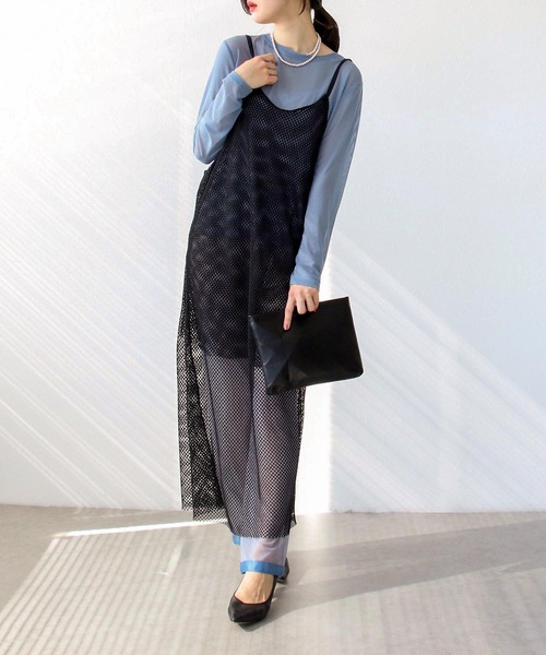 Three Four Time（ｽﾘｰﾌｫｰﾀｲﾑ）の「メッシュキャミワンピース＆Ｔシャツ（ワンピース・レディース・グレー/アイボリー/ブラック・FREE）」の19枚目の写真