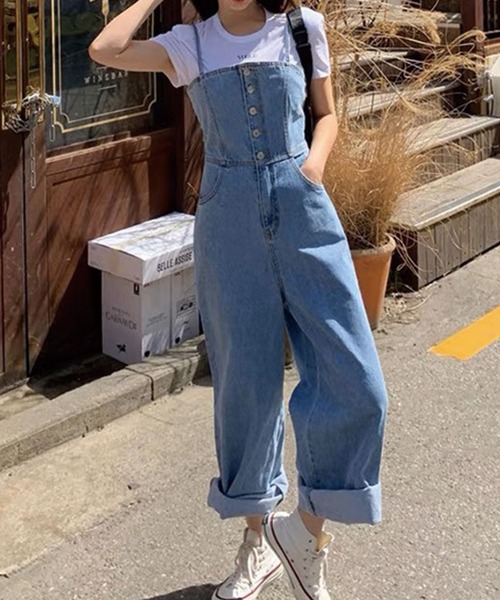 SPIGA（スピーガ）の「ﾌﾛﾝﾄ釦肩紐ﾃﾞﾆﾑｻﾛﾍﾟｯﾄ（サロペット