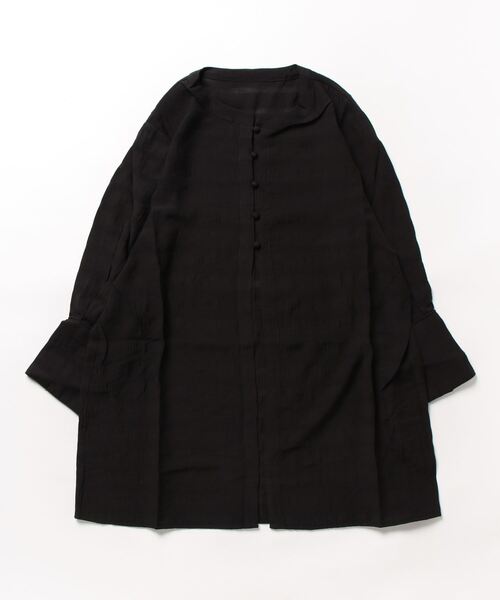 STYLEBLOCK(スタイルブロック)の「シアーボーダーフロント釦ブラウス(シャツ/ブラウス・レディース・ブラック/ホワイト/ライム・M)」の1枚目の写真