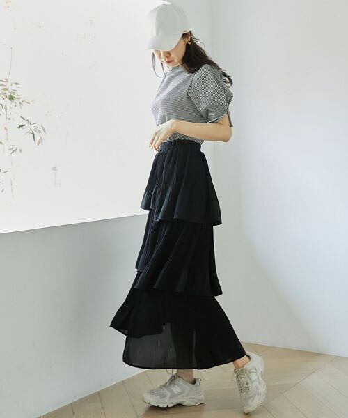 MAJESTIC LEGON（マジェスティックレゴン）の「【WEB限定カラーあり】タックスリーブトップス（Tシャツ/カットソー・レディース・アイボリー/ブラック/ブラック系その他/グリーン/オレンジ/ベージュ系その他2/グレイッシュベージュ・MEDIUM）」の22枚目の写真