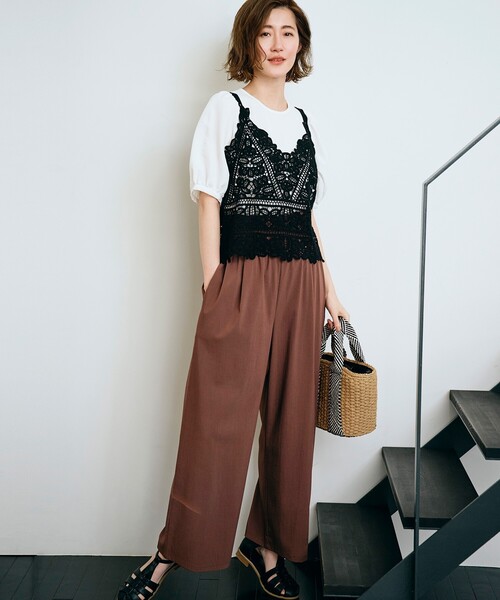 grove（グローブ）の「◆ひんやり＆らくちん着心地◎ウエストシャーリングパンツ（その他パンツ・レディース・ダークグリーン/ブラウン系/ブラック・02/03/01/05/04）」の11枚目の写真